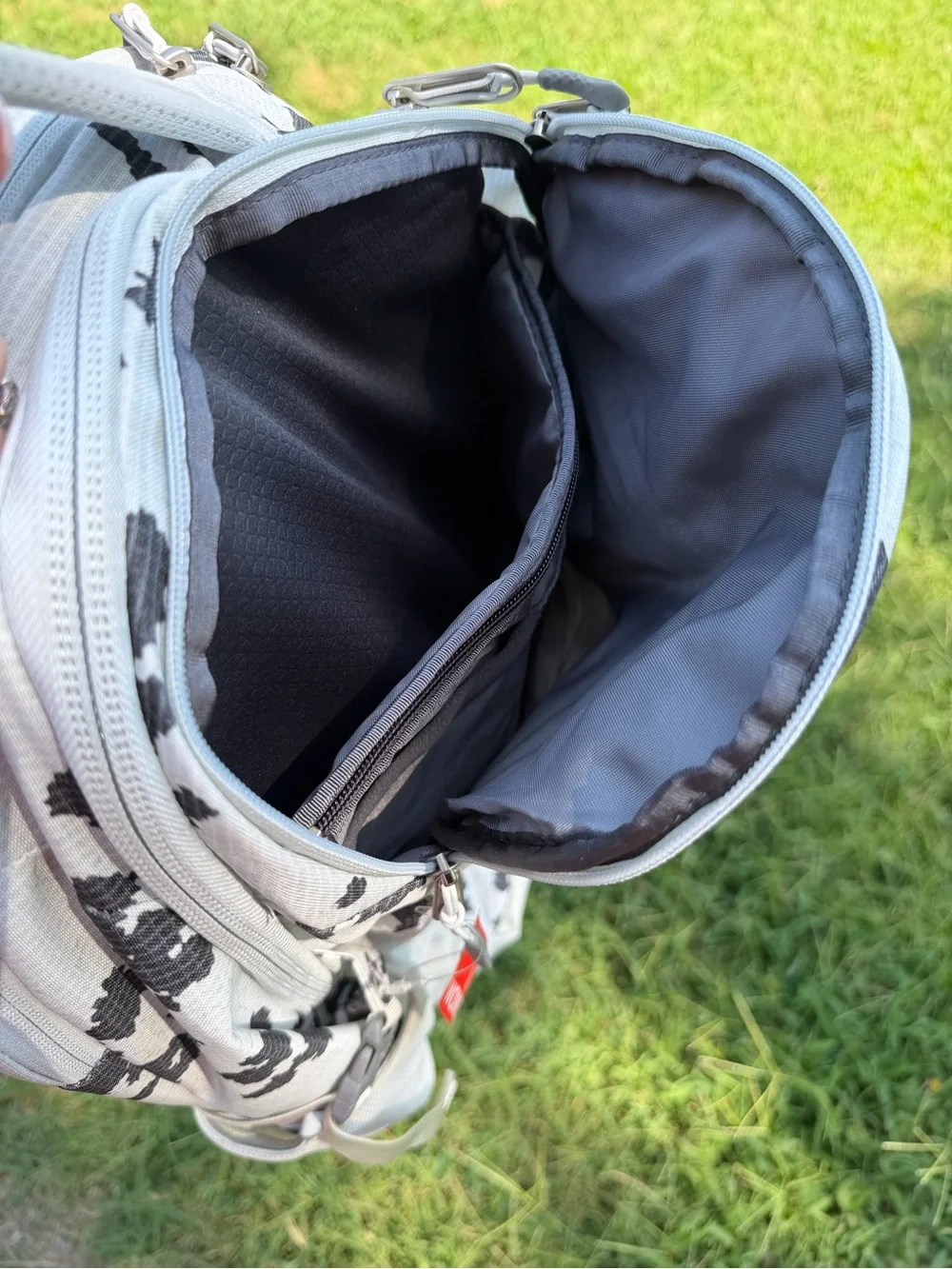 The North Face Gray & Black Camo Backpack with Front Bungee